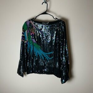 Vintage Sequin peacock blouse